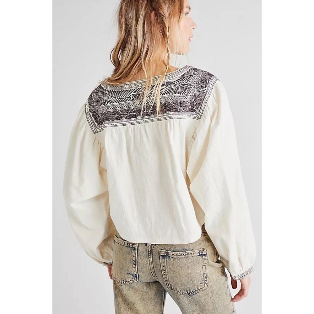NWT Free People Iggie Embroidered Top XS Boho Festival Oversized Crop MSRP $128 - Picture 4 of 14